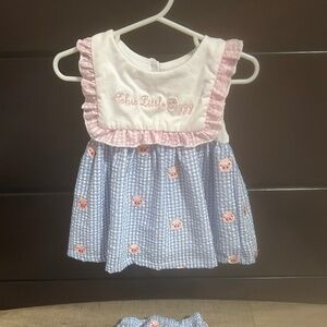 “This little piggy” smocked bloomer set